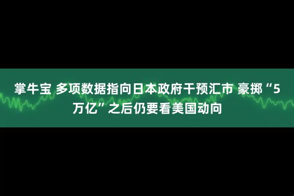掌牛宝 多项数据指向日本政府干预汇市 豪掷“5万亿”之后仍要看美国动向