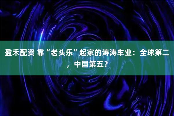 盈禾配资 靠“老头乐”起家的涛涛车业：全球第二，中国第五？